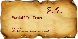 Puskás Irma névjegykártya